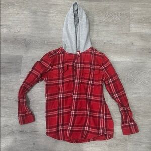 Tucker + Tate Gray and Red Plaid Hoodie